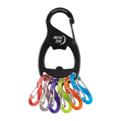 1 keyrack + s-biner moschettone collegato a 6 microlock in plastica nero