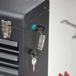 1 moschettone doppio con bloccaggio magnetico blu e nero