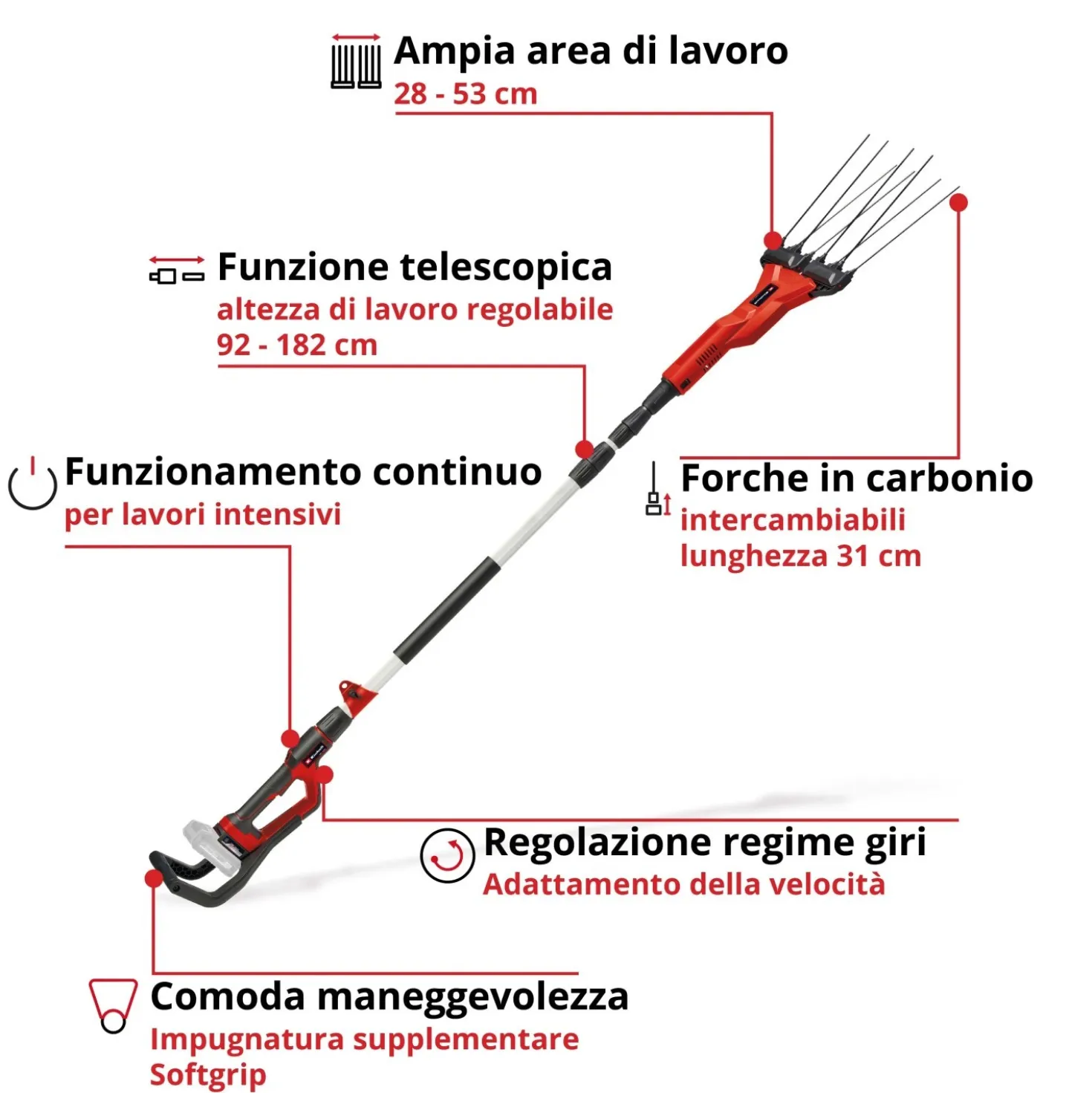 Abbacchiatore olive frutta Einhell GE-FS 18/53 Li-Solo