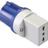Adattatore industriale spina 16 A 2P+T e 1 presa bivalente IP20 blu