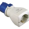 Adattatore industriale spina 16A 2P+T e 1 presa pluristandard IP20 blu