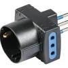 Adattatore multiplo spina, 2 prese 10 A, 1 presa stand. tedesco nero