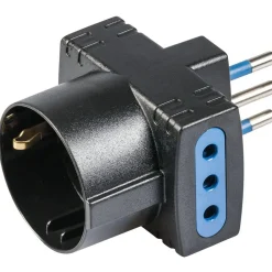 Adattatore multiplo spina, 2 prese 10 A, 1 presa stand. tedesco nero