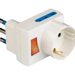 Adattatore spina 16 A, 2 prese bivalenti 10/16 A, 1 presa 10-16 A bianco