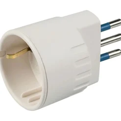 Adattatore spina 10 A 2P+T e presa tedesca colore bianco