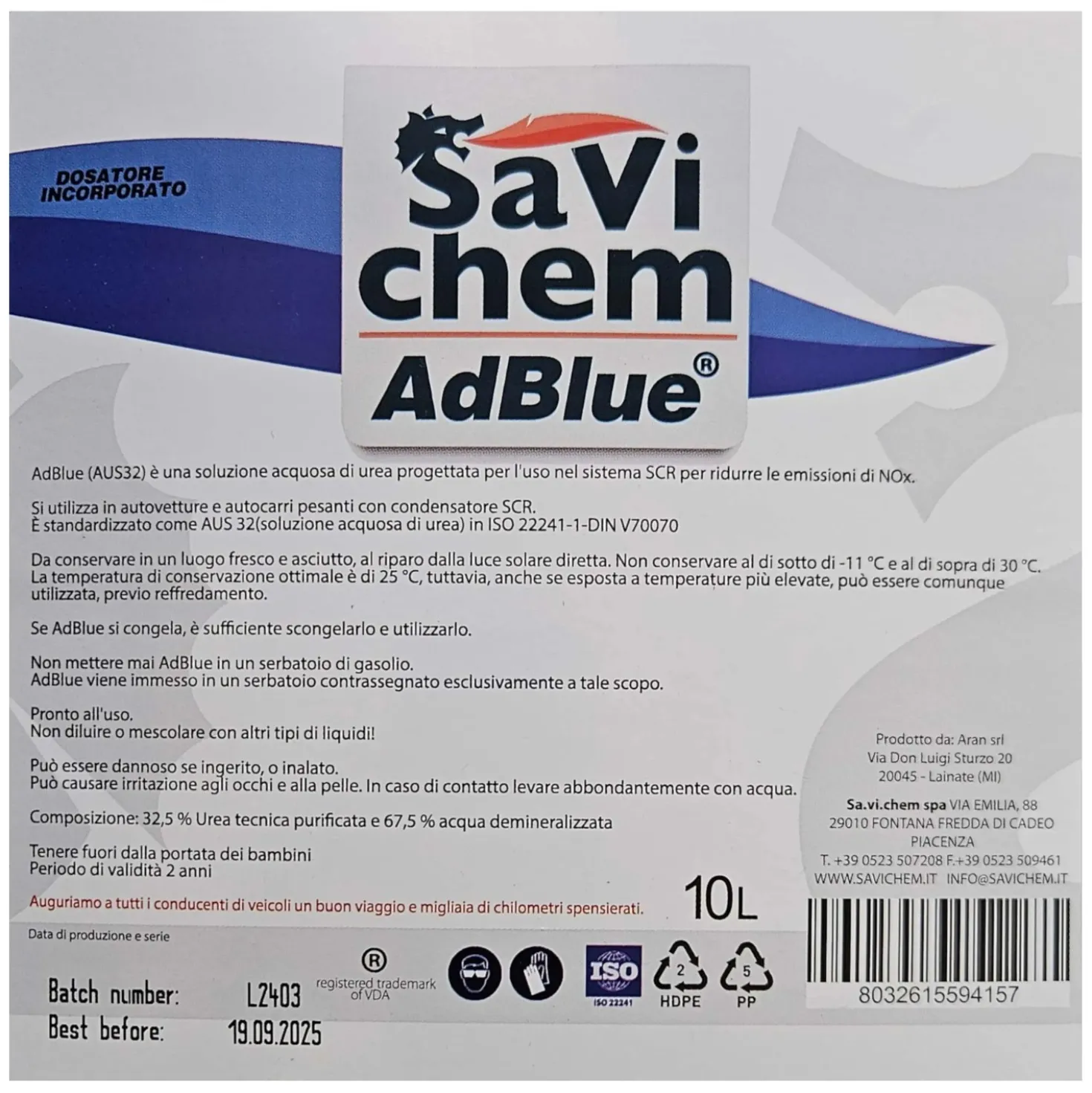 Additivo Adblue per auto diesel 10 l