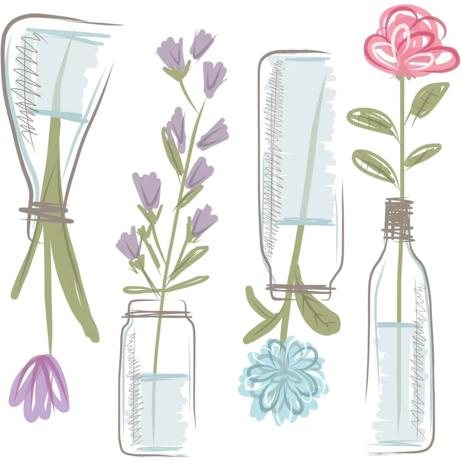 Adesivi murali Little Vases 31x31 cm 2 fogli