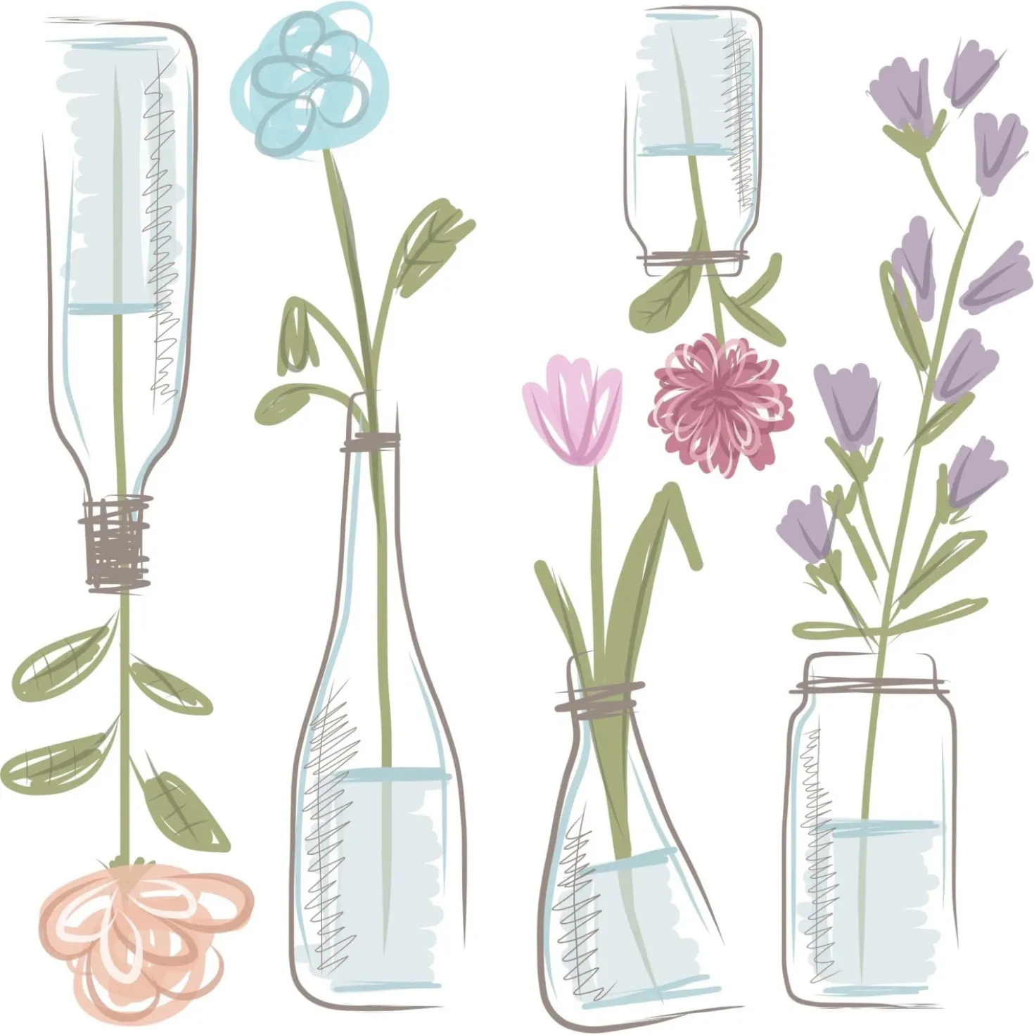 Adesivi murali Little Vases 31x31 cm 2 fogli