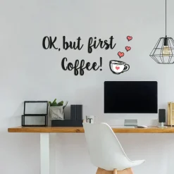 Adesivo da parete But First Coffee in gomma 31x31 cm