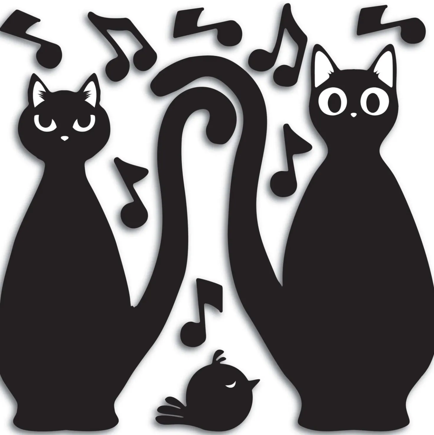 Adesivo decorativo in gomma Cat Silhouette 31x31 cm