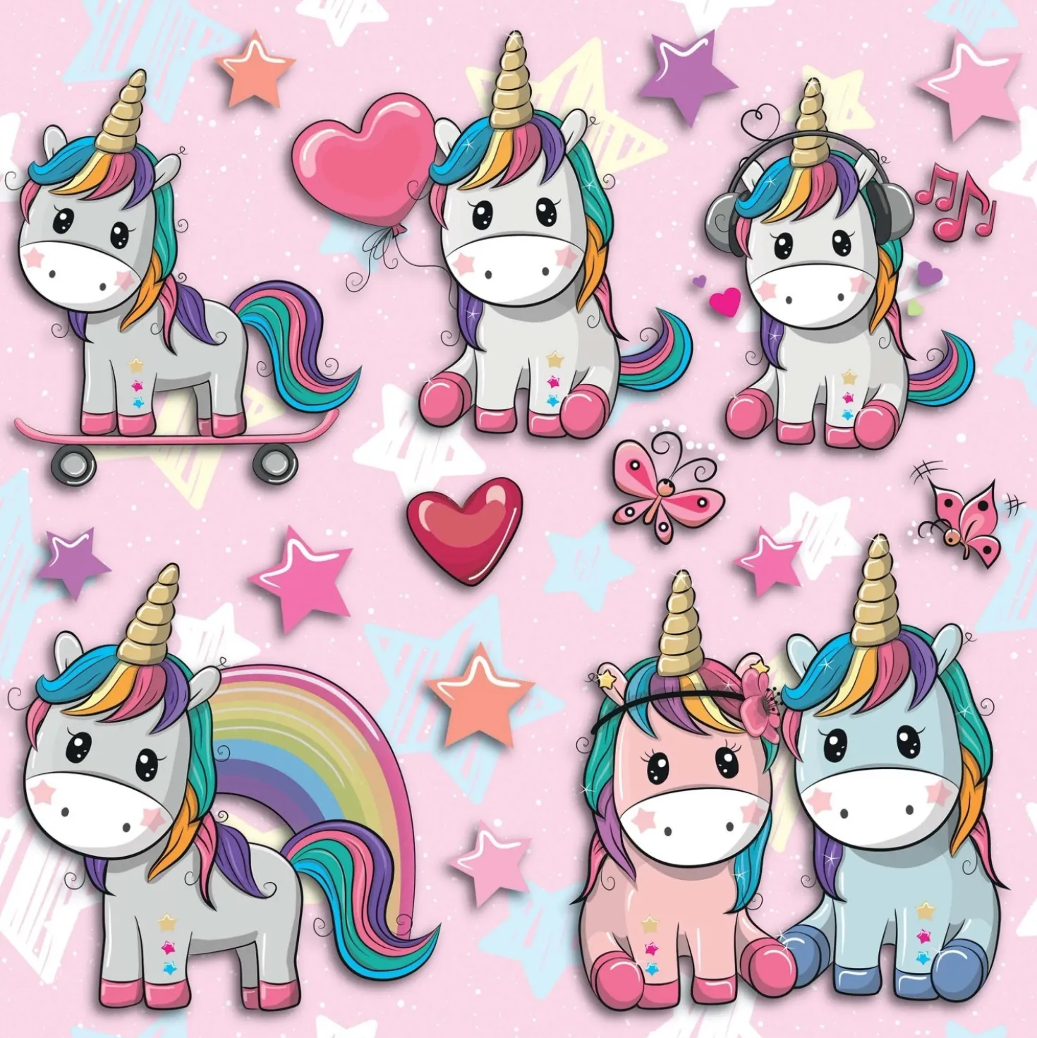 Adesivo decorativo per parete 3D Lovely Unicorn 31x31 cm