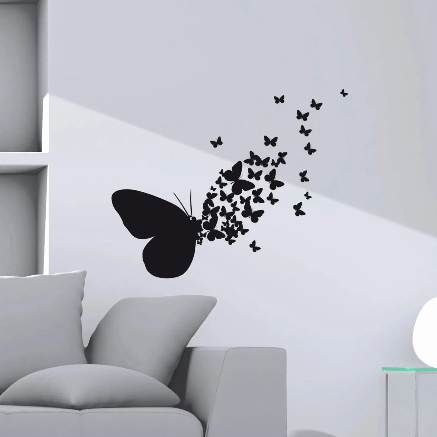 Adesivo decorativo per parete Butterfly Silhouette 2 fogli 31x31 cm