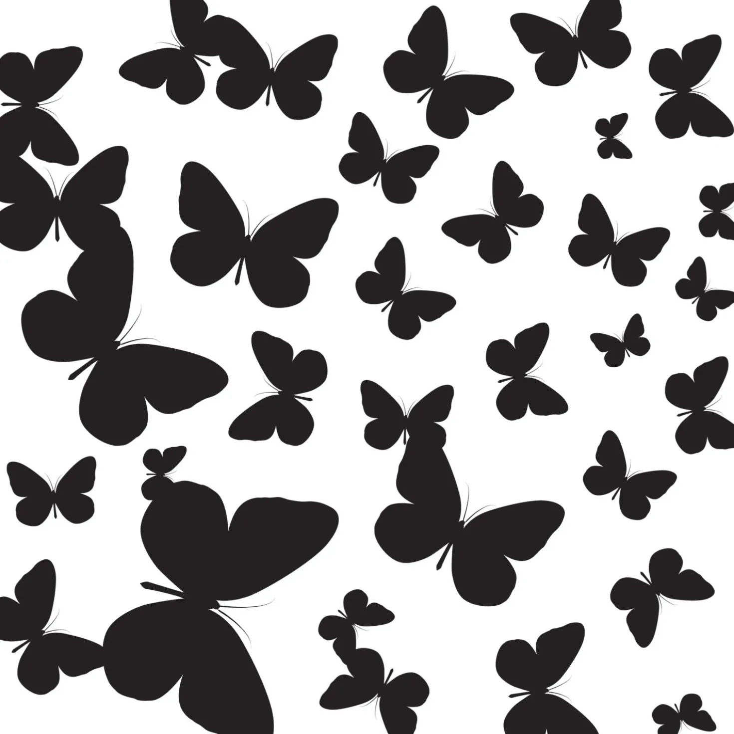 Adesivo decorativo per parete Butterfly Silhouette 2 fogli 31x31 cm