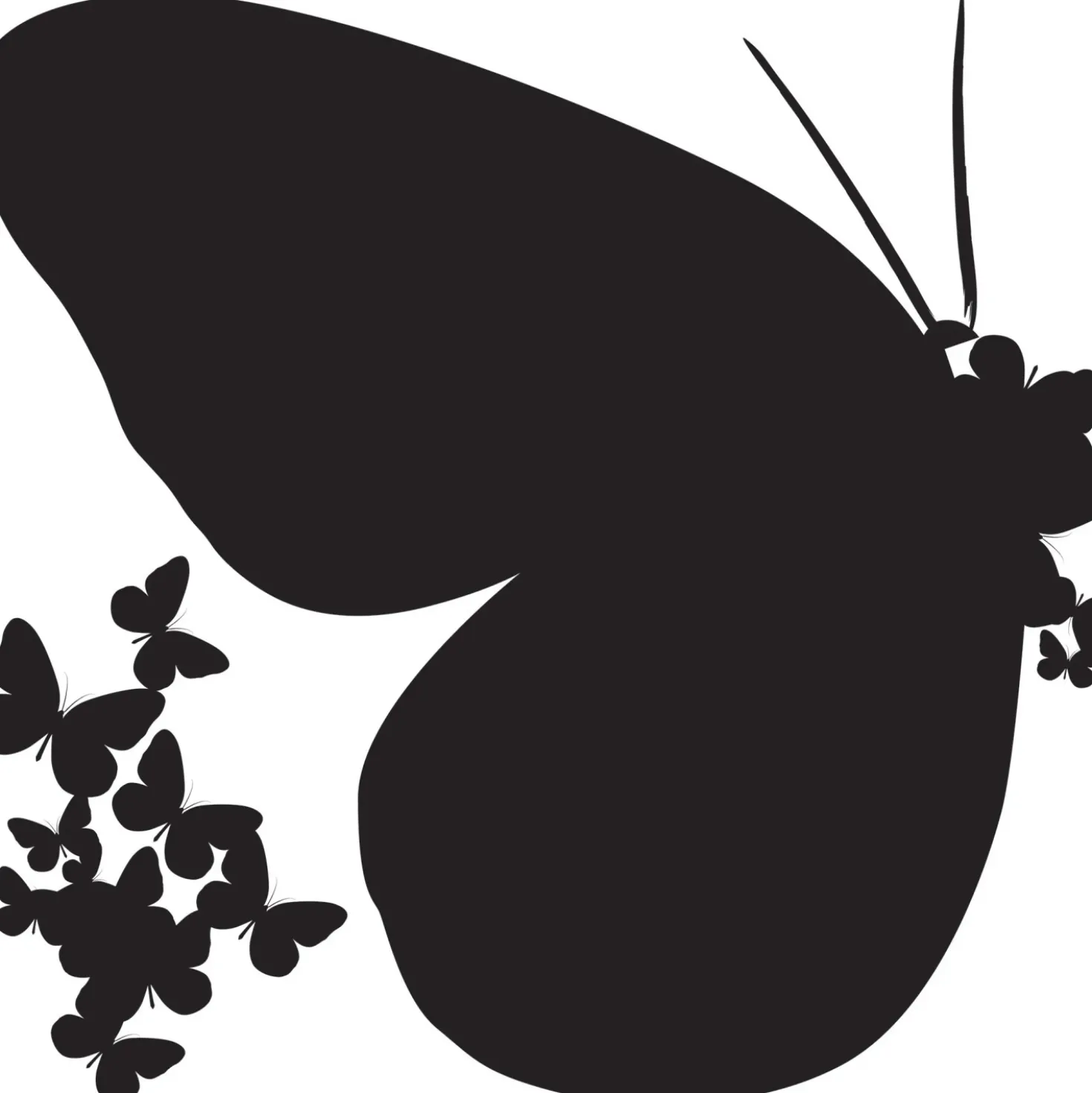 Adesivo decorativo per parete Butterfly Silhouette 2 fogli 31x31 cm