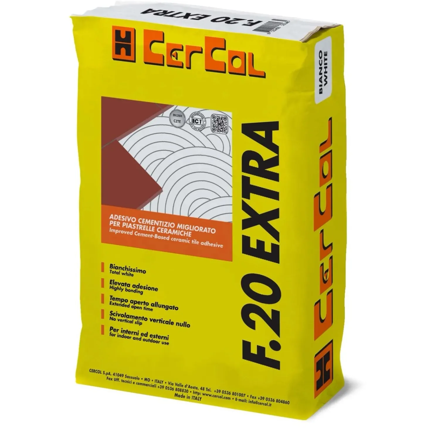 Adesivo migliorato F.20 per piastrelle ceramiche 25 kg bianco