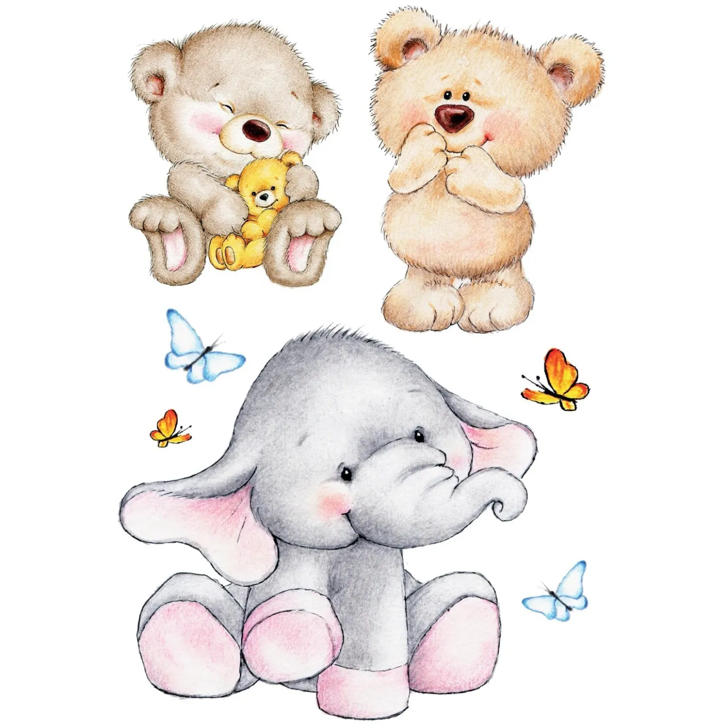 Adesivo murale Cute Animals 2 fogli 47 x 67 cm