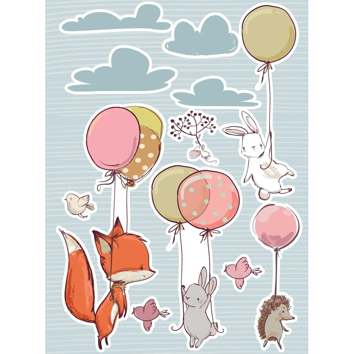 Adesivo murale Flying Animals 2 fogli 47 x 67 cm