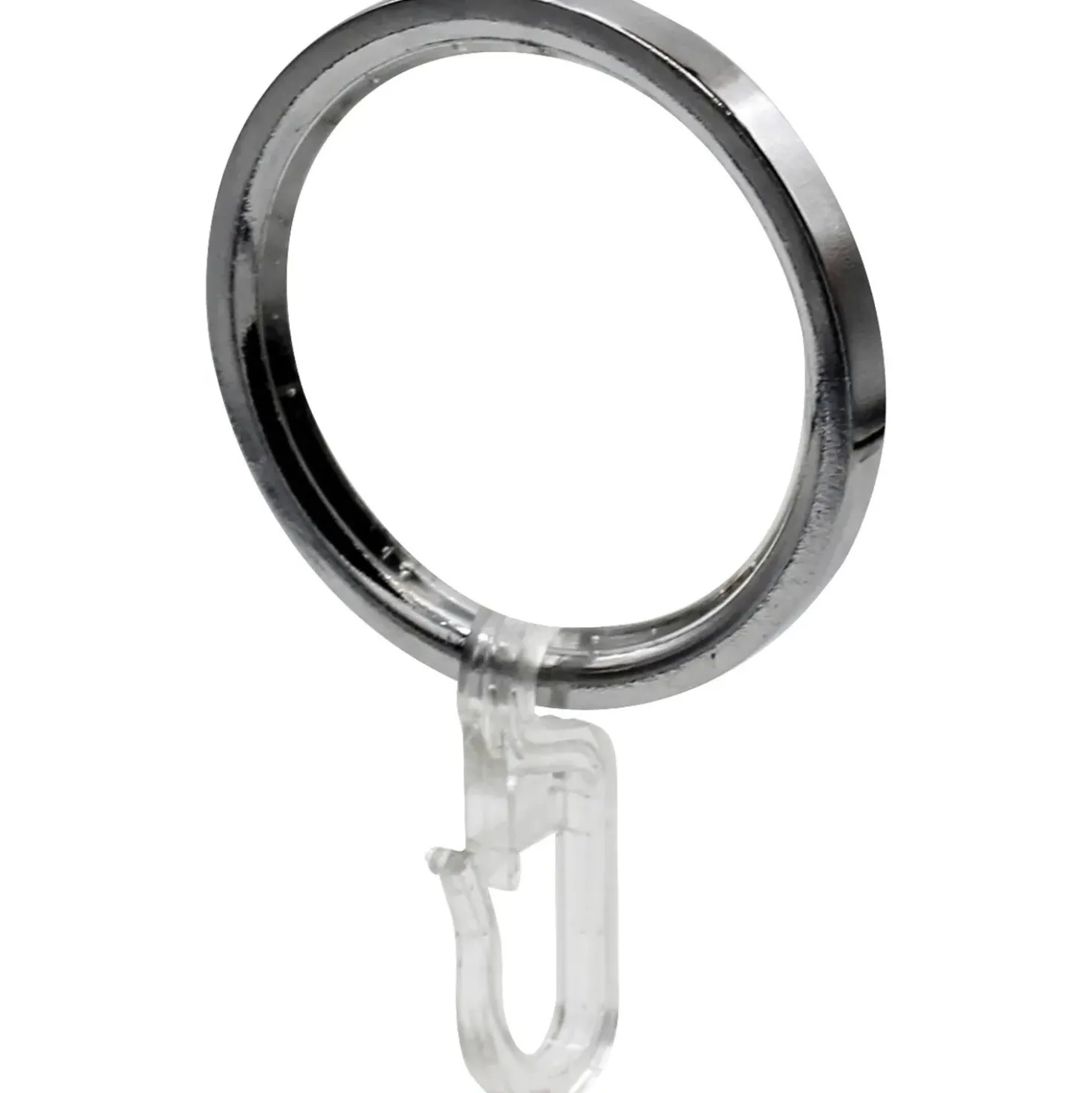 Anello piatto con gancio per bastone tenda cromo Ø 4 cm 10 pz