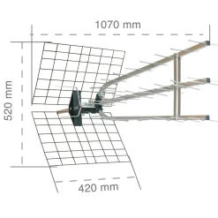 Antenna UHF Metronic 37 el. 5G Trinappe + amolificatore 45 db connettore F