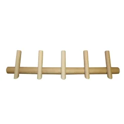 Appendiabiti in legno 5 posti tinto naturale L 55 x H 5 x P 5,5 cm