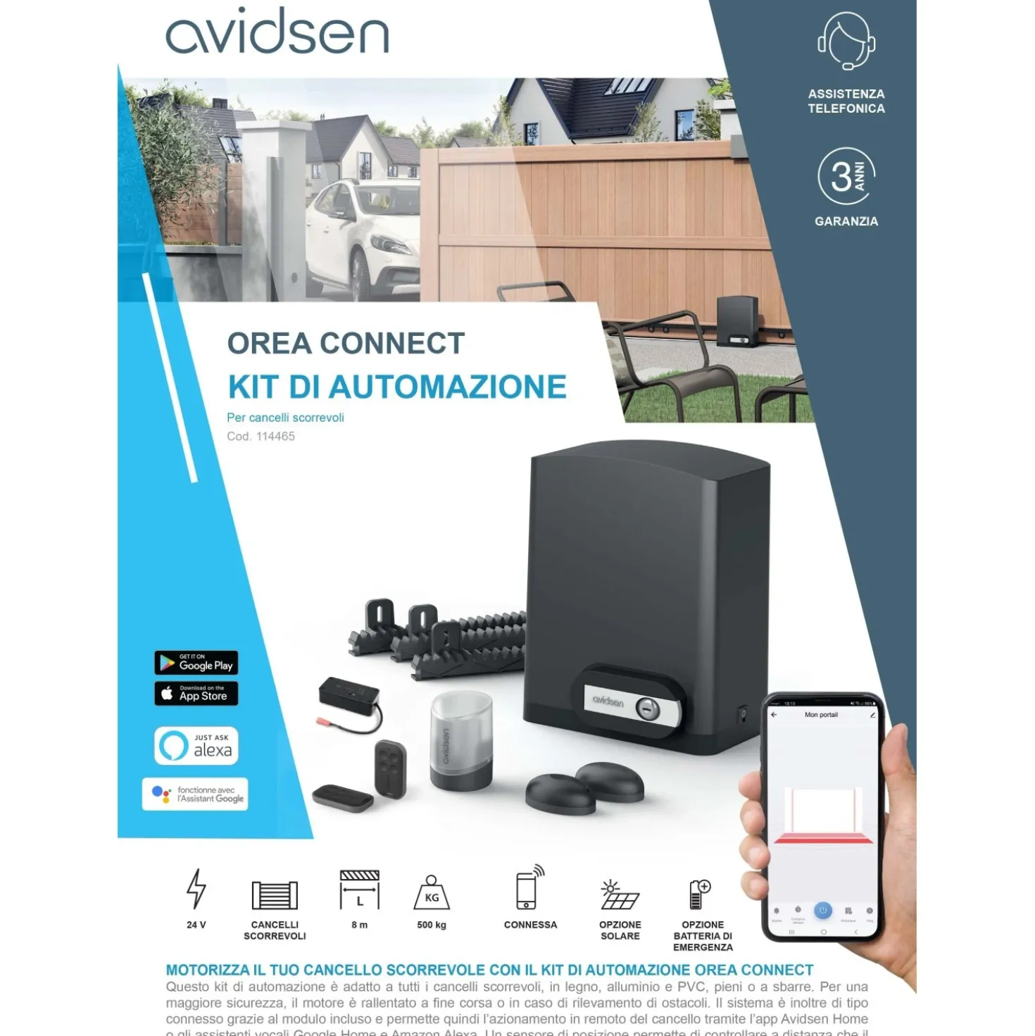 Apricancello scorrevole Smart Avidsen Orea 550