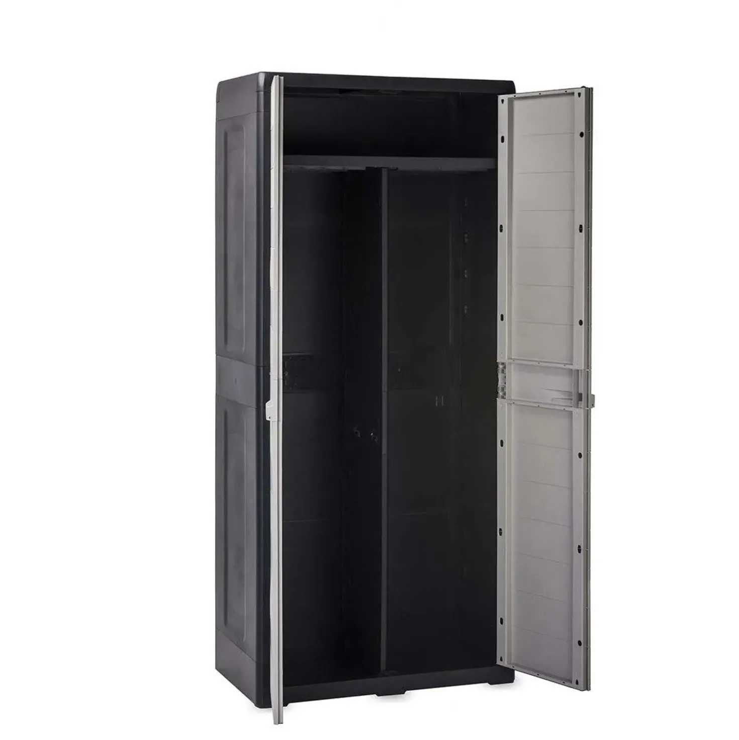 Armadio da esterno alto 3 ripiani e portascope in plastica 66x40xH172 cm