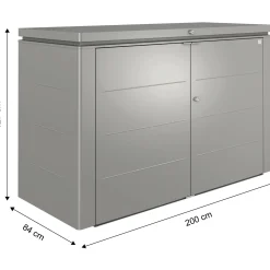 Armadio da esterno basso Biohort HighBoard 200x84x127 cm grigio quarzo