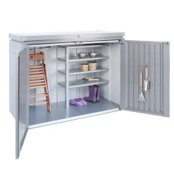 Armadio da esterno basso Biohort HighBoard 160x70x118 cm grigio quarzo