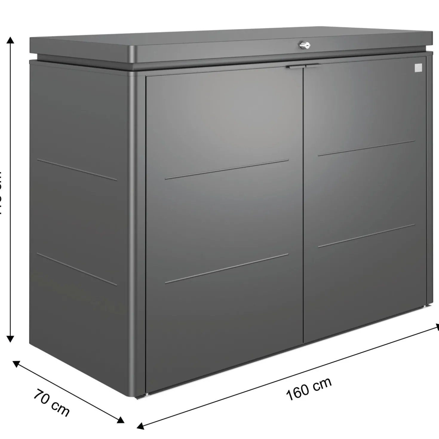 Armadio da esterno basso Biohort HighBoard 160x70x118 cm grigio scuro