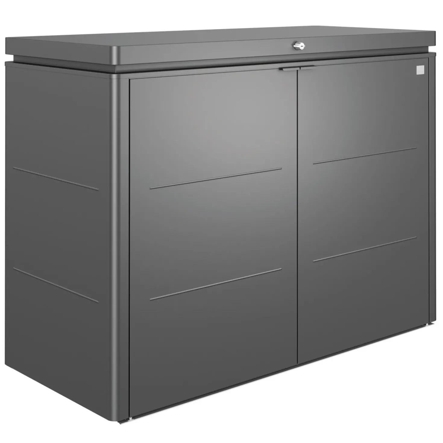 Armadio da esterno basso Biohort HighBoard 160x70x118 cm grigio scuro