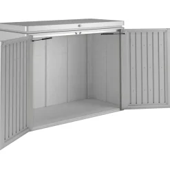 Armadio da esterno basso Biohort HighBoard 160x70x118 cm argento