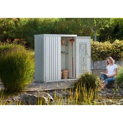 Armadio da esterno Biohort 155x83 cm argento metallizzato