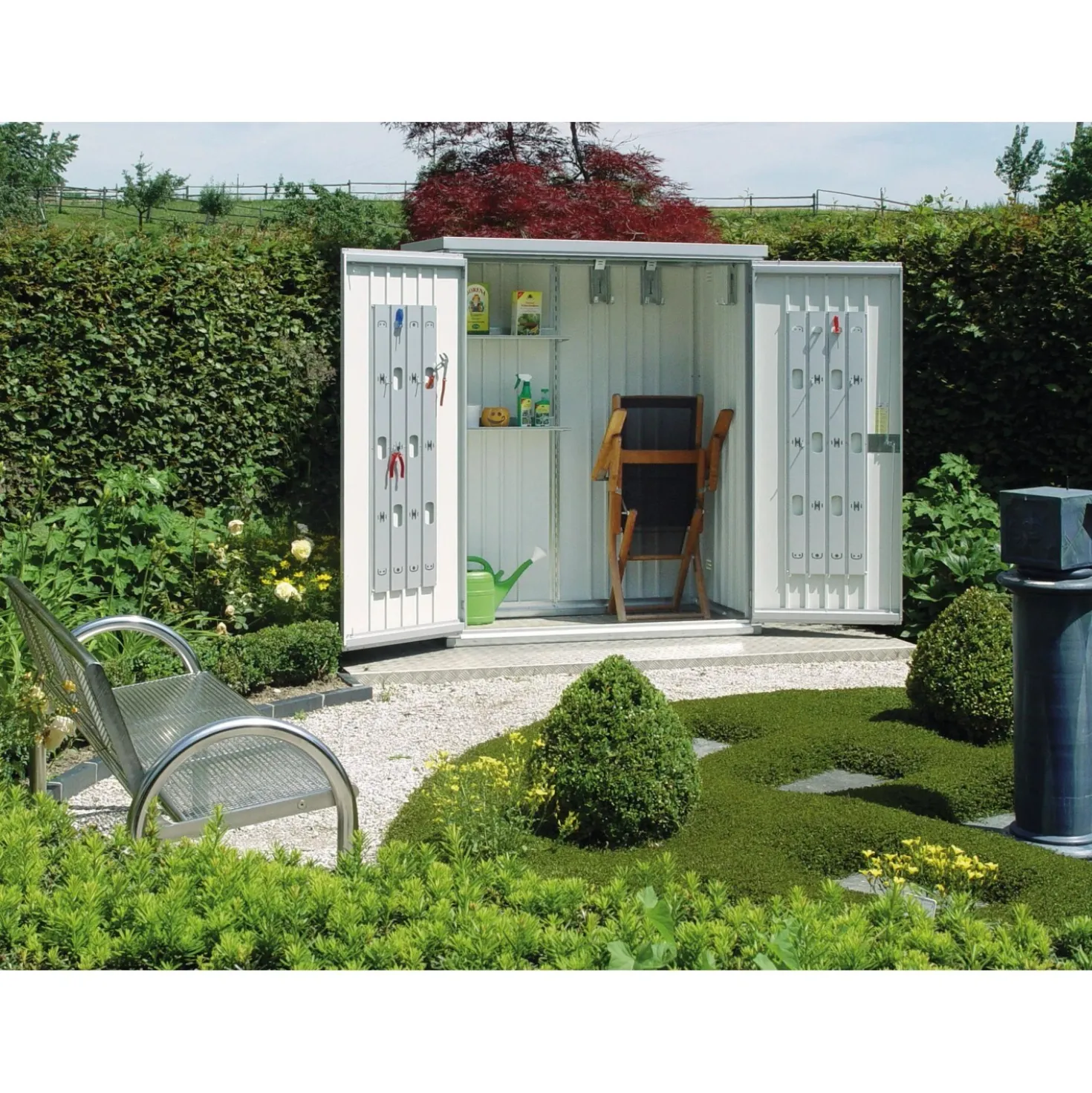 Armadio da esterno Biohort 155x83 cm argento metallizzato