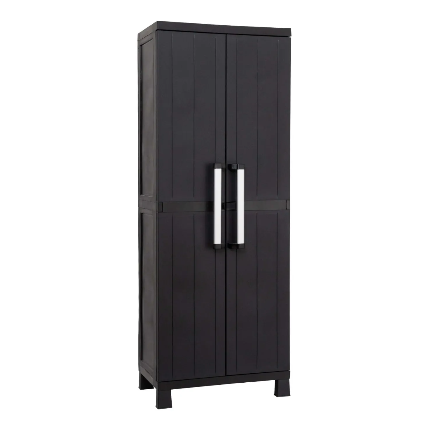 Armadio portascope 2 ante vano porta-attrezzi plastica Garage 65x37x173 cm nero