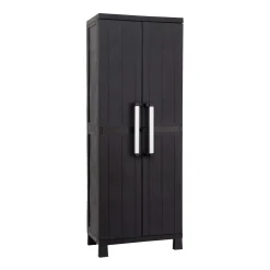 Armadio tuttopiani 2 ante 4 ripiani plastica Garage 65x37x173 cm nero