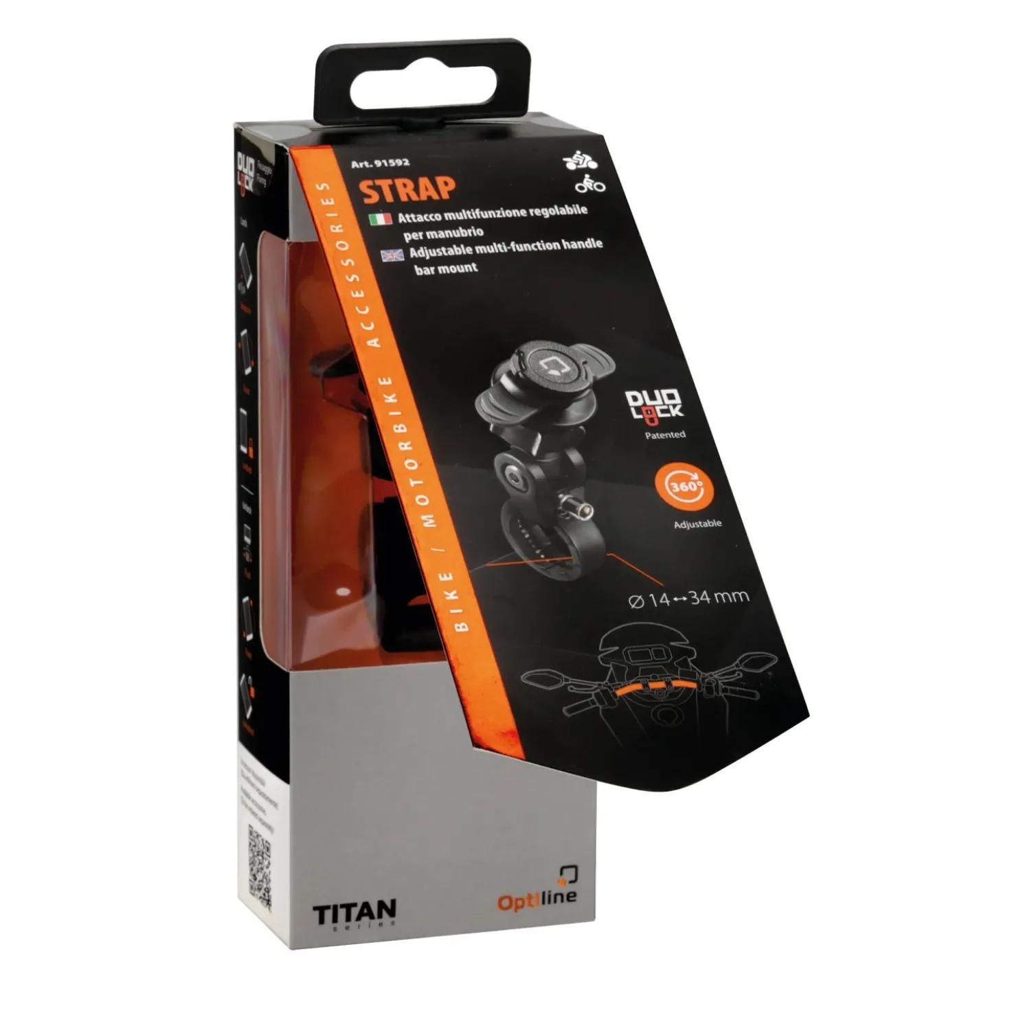 Attacco per manubrio Titan Strap multifunzione regolabile nero/grigio