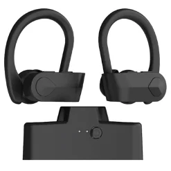 Auricolari stereo bluetooth con archetto ergonomico microfono e controlli Nero