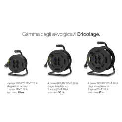 Avvolgicavo 16A Vimar 4 uscite universali 15 m nero