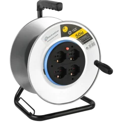 Avvolgicavo elettrico senza cavo in metallo 4 prese 10/16A 50 m