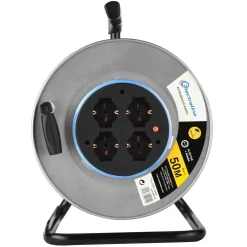 Avvolgicavo elettrico senza cavo in metallo 4 prese 10/16A 50 m