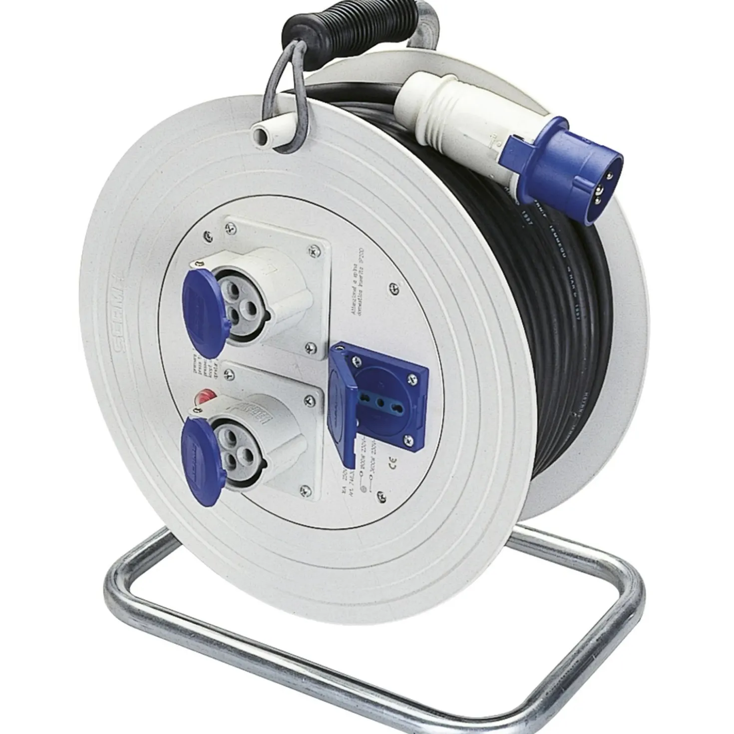 Avvolgicavo "roller" 1 presa bivalente e 2 prese IEC309 30 m
