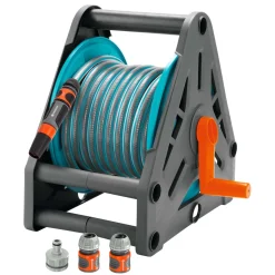Avvolgitubo accessoriato portatile Gardena con tubo 15 m lancia e raccordi