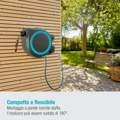 Avvolgitubo da parete automatico Rollup M/L Gardena tubo da 25 m Ø 13 mm