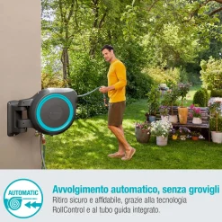 Avvolgitubo da parete automatico Rollup XL Gardena tubo da 35 m Ø 13 mm