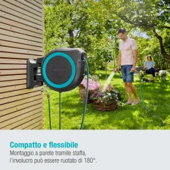Avvolgitubo da parete automatico Rollup XL Gardena tubo da 35 m Ø 13 mm