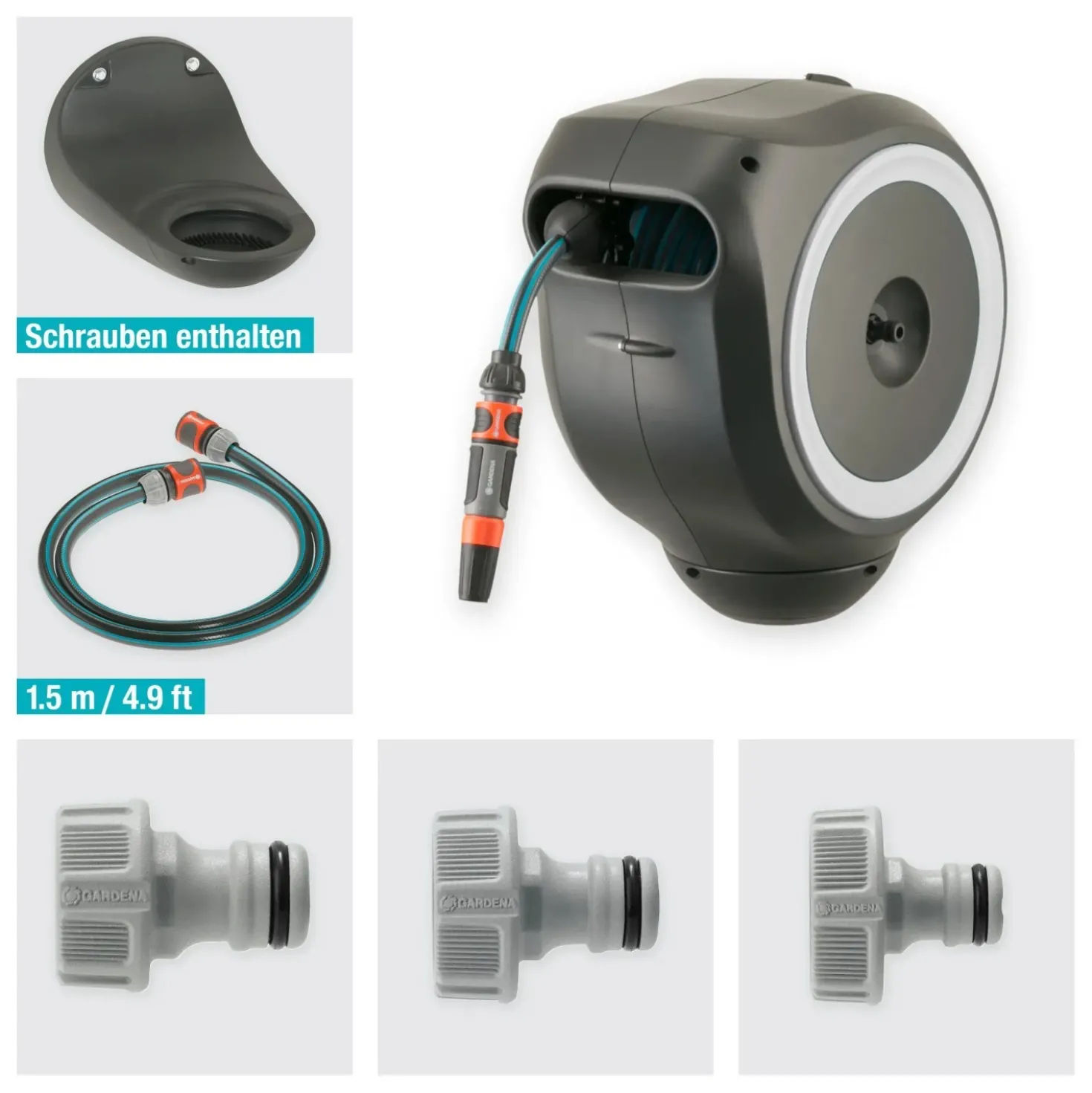 Avvolgitubo da parete automatico Rollup S Gardena tubo da 15 m Ø 11 mm