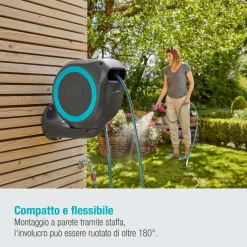 Avvolgitubo da parete automatico Rollup S Gardena tubo da 15 m Ø 11 mm