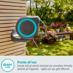 Avvolgitubo da parete automatico Rollup M Gardena tubo da 20 m Ø 11 mm