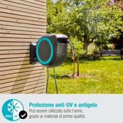 Avvolgitubo da parete automatico Rollup L Gardena tubo da 30 m Ø 13 mm