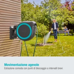 Avvolgitubo da parete automatico Rollup L Gardena tubo da 30 m Ø 13 mm